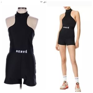 Hervé Leger Black Sleeveless Athleisure Romper - Size Large